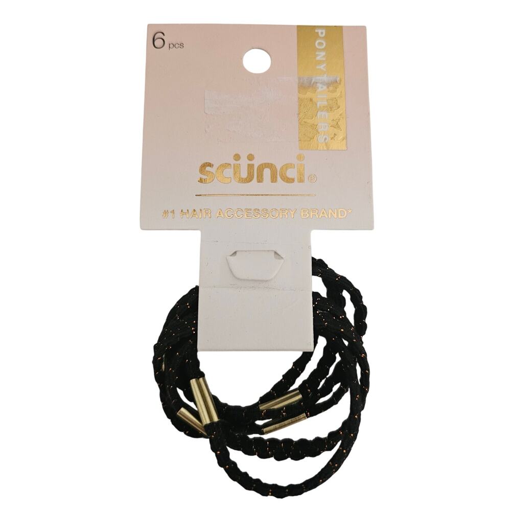 Scunci Black & Gold Ponytail Ties NEW
